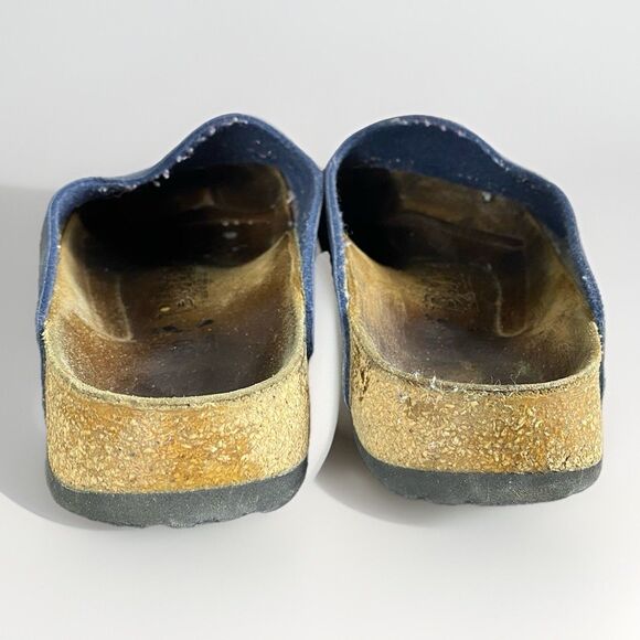Birkenstock Birki's Amsterdam Clogs Navy Leather Upper. Size 39/8 USA Narrow/Med - Picture 4 of 8